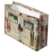 ヴィンテージクリスマスサンタス、子供、ミュージカルノート ラージペーパーバッグ (正面アングル)
