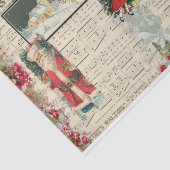 ヴィンテージクリスマスサンタス、子供、ミュージカルノート 薄葉紙 (詳細)