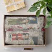 ヴィンテージクリスマスサンタス、子供、ミュージカルノート 薄葉紙 (ギフト)