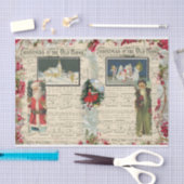 ヴィンテージクリスマスサンタス、子供、ミュージカルノート 薄葉紙 (クラフト)