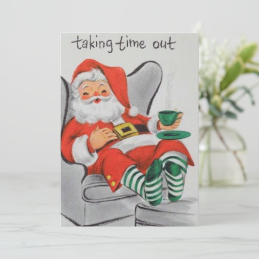 ヴィンテージクリスマスサンタテイク昼寝 シーズンカード (スタンド正面)