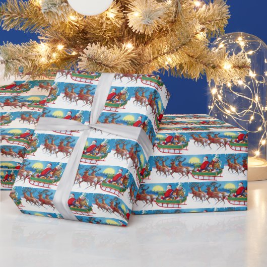 ヴィンテージクリスマスサンタトインデアタイルパーティー ラッピングペーパー (クリスマス)