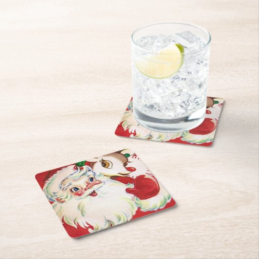 ヴィンテージクリスマスサンタトインデアパーティーコースター スクエアペーパーコースター (インサイチュ)