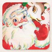 ヴィンテージクリスマスサンタトインデアパーティーコースター スクエアペーパーコースター (正面)