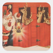 ヴィンテージクリスマスサンタトインデアホリデーステッカー スクエアシール (正面)