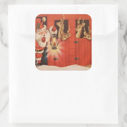 ヴィンテージクリスマスサンタトインデアホリデーステッカー スクエアシール (バッグ)