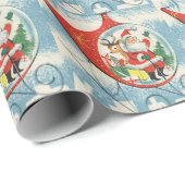 ヴィンテージクリスマスサンタトインデア飛んでいるヘリコプター ラッピングペーパー (ロールコーナー)