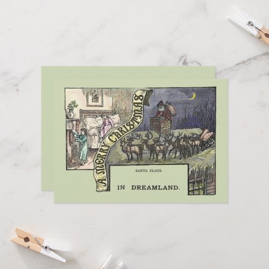 ヴィンテージクリスマスサンタトインデナーと子供 カード (正面/裏面インサイチュ)