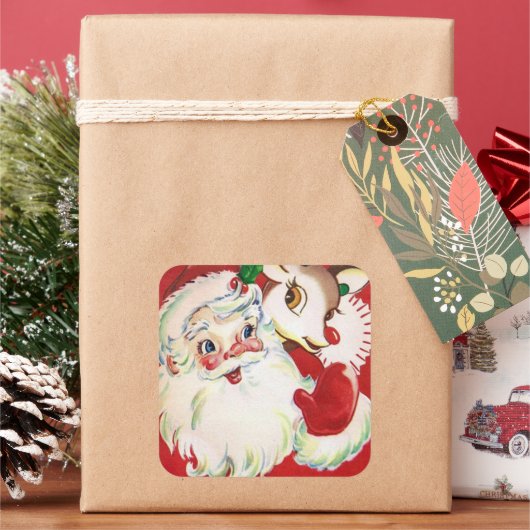 ヴィンテージクリスマスサンタトインデナーレトロステッカー スクエアシール (クリスマス)