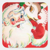 ヴィンテージクリスマスサンタトインデナーレトロステッカー スクエアシール (正面)