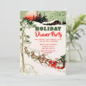 ヴィンテージクリスマスサンタトナイナーディナーパーティー 招待状 (スタンド正面)