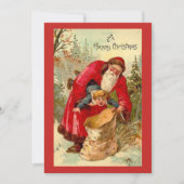 ヴィンテージクリスマスサンタパッティングチャイルドバッグ シーズンカード (正面)