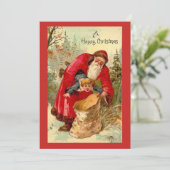 ヴィンテージクリスマスサンタパッティングチャイルドバッグ シーズンカード (スタンド正面)