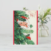 ヴィンテージクリスマスサンタピーキングのまわりにツリー シーズンカード (スタンド正面)