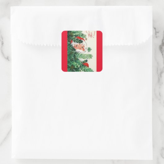 ヴィンテージクリスマスサンタピーキングのまわりにツリー スクエアシール (バッグ)