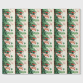 ヴィンテージクリスマスサンタピーキングのまわりにツリー ラッピングペーパー (フラット)