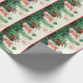 ヴィンテージクリスマスサンタピーキングのまわりにツリー ラッピングペーパー (角)