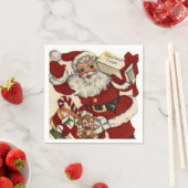 ヴィンテージクリスマスサンタホリデイ紙ナプキンス スタンダードカクテルナプキン (インサイチュ)
