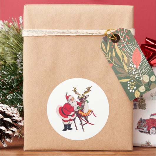 ヴィンテージクリスマスサンタホリデイ ラウンドシール (クリスマス)