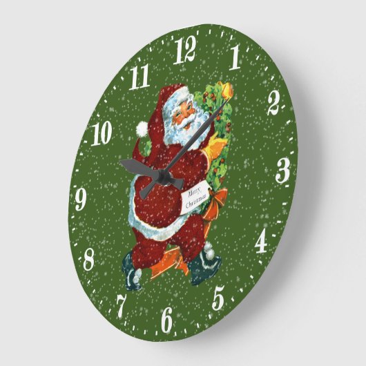 ヴィンテージクリスマスサンタホリデーの壁掛け時計 ラージ壁時計 (傾斜)
