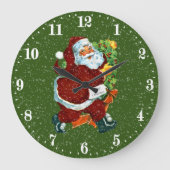 ヴィンテージクリスマスサンタホリデーの壁掛け時計 ラージ壁時計 (正面)
