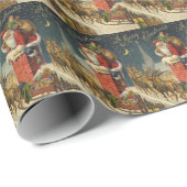 ヴィンテージクリスマスサンタホリデータイル ラッピングペーパー (ロールコーナー)