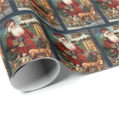 ヴィンテージクリスマスサンタホリデータイル ラッピングペーパー (ロールコーナー)