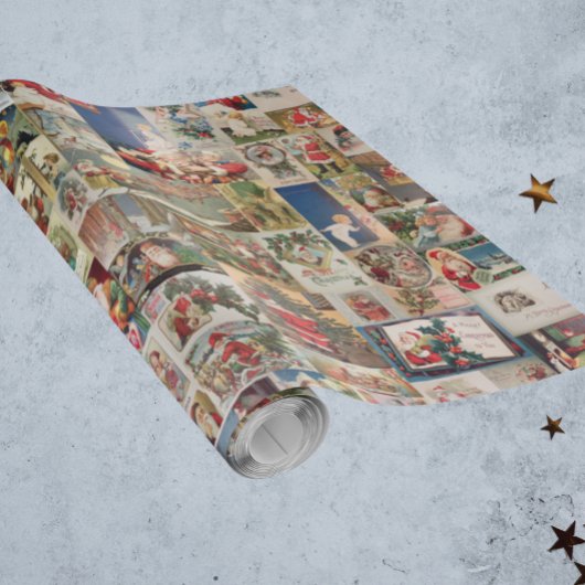 ヴィンテージクリスマスサンタホリデーデカップポストカード ラッピングペーパー