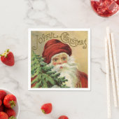 ヴィンテージクリスマスサンタホリデーパーティナプキンス スタンダードカクテルナプキン (インサイチュ)