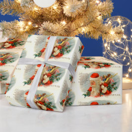 ヴィンテージクリスマスサンタホリデーパーティーラップ ラッピングペーパー