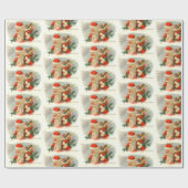 ヴィンテージクリスマスサンタホリデーパーティーラップ ラッピングペーパー (フラット)