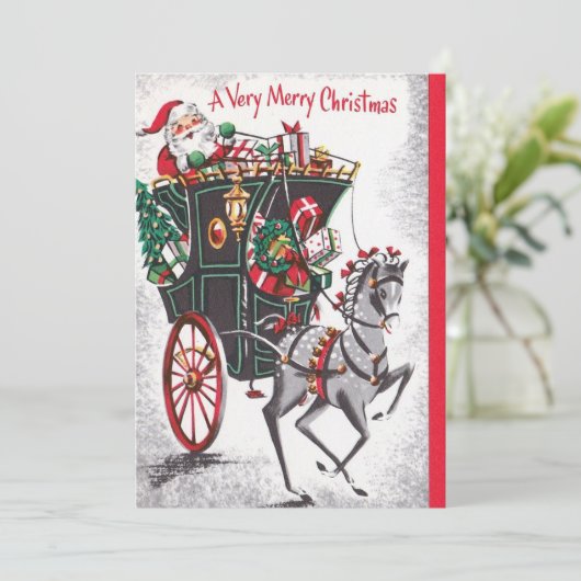 ヴィンテージクリスマスサンタホースキャリッジ シーズンカード (スタンド正面)