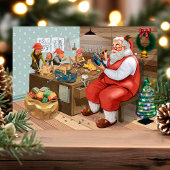 ヴィンテージクリスマスサンタワークショップホリデーポストカード シーズンポストカード