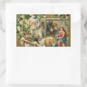 ヴィンテージクリスマスサンタ出生 長方形シール (バッグ)