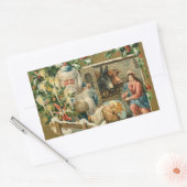 ヴィンテージクリスマスサンタ出生 長方形シール (封筒)