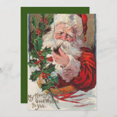 ヴィンテージクリスマスサンタ喫煙パイプ シーズンカード (正面/裏面)
