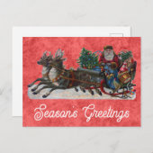 ヴィンテージクリスマスサンタ季節のごあいさつ ポストカード (正面/裏面)