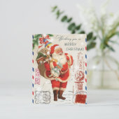 ヴィンテージクリスマスサンタ挨拶メール シーズンカード (スタンド正面)