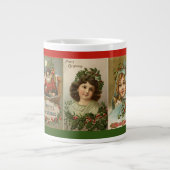 ヴィンテージクリスマスサンタ真面目なコーヒードリンカー ジャンボコーヒーマグカップ (正面)