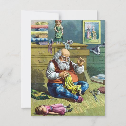 ヴィンテージクリスマスサンタ裁縫人形招待状 招待状 (正面)