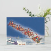 ヴィンテージクリスマスサンタ飛んでいるスレイ招待状 招待状 (スタンド正面)