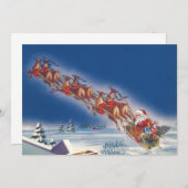 ヴィンテージクリスマスサンタ飛んでいるスレイ招待状 招待状 (正面/裏面)