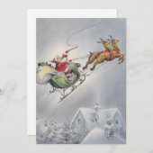 ヴィンテージクリスマスサンタ飛んでいるトインデア シーズンカード (正面/裏面)