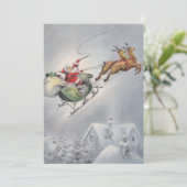 ヴィンテージクリスマスサンタ飛んでいるトインデア シーズンカード (スタンド正面)