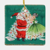 ヴィンテージクリスマスサンタ飾とガールズツリー セラミックオーナメント (正面)