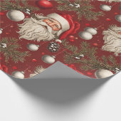 ヴィンテージクリスマスサンタ、オーナメント、ピネコーン ラッピングペーパー (角)
