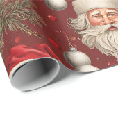 ヴィンテージクリスマスサンタ、オーナメント、ピネコーン ラッピングペーパー (ロールコーナー)