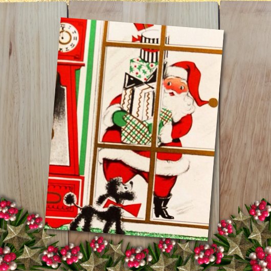 ヴィンテージクリスマスサンタ&ドッグ シーズンカード