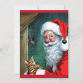 ヴィンテージクリスマスサンタ、猫&マウスフラットノートカード ノートカード (正面)