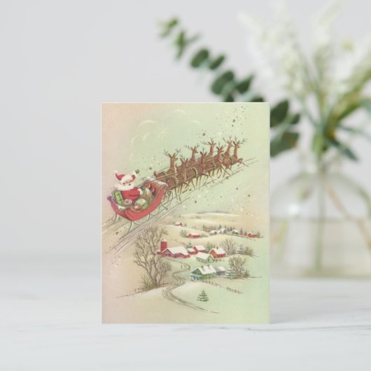 ヴィンテージクリスマスサンタinそり シーズンポストカード (スタンド正面)